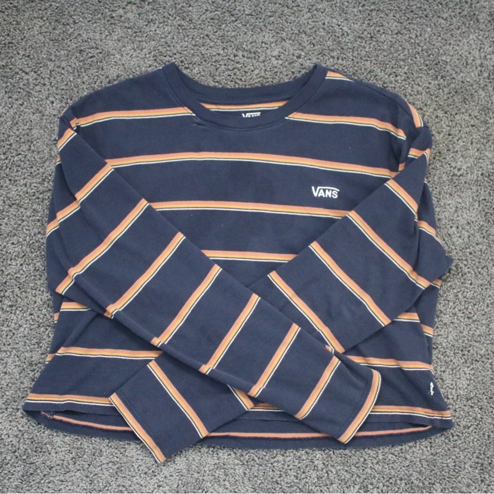 Vans Navy Striped Crewneck Top